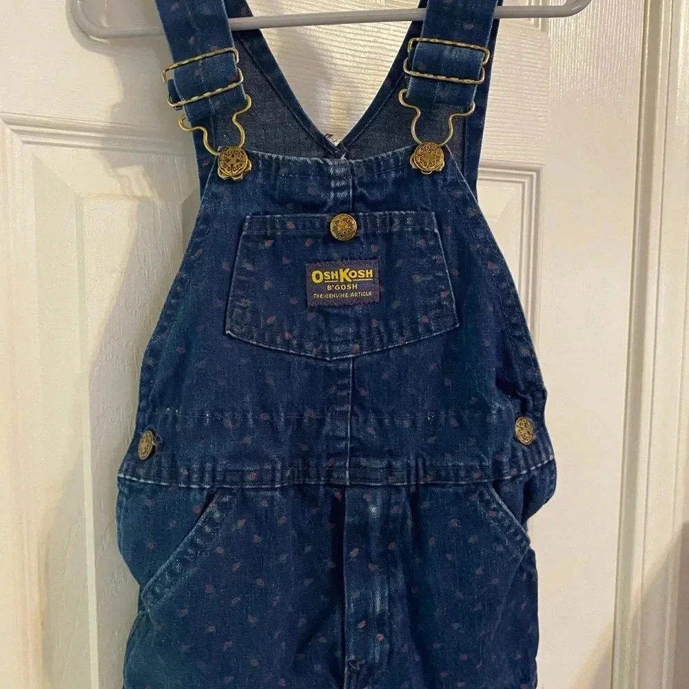 Vintage Oshkosh B’Gosh Micro Floral Denim Shortalls - Size 5